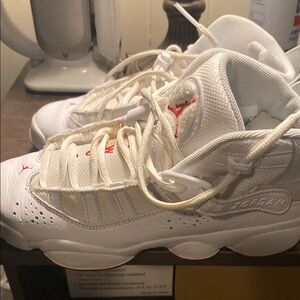 Jordan Kids White and Red Sneakers Youth Big boy’s Sz 5